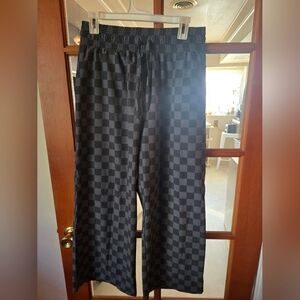 Albion Checkered Black and Gray Wide Leg Pants Large